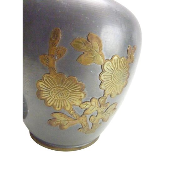 Vintage Pewter Brass Ginger Jar Cherry Blossoms - Picture 4 of 5